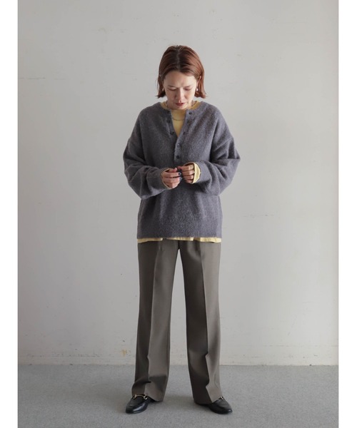 FIL DE FER（フィルデフェール）の「アルパカ混ソフトスラブ　ヘンリーネックP/O（ニット/セーター・レディース・チャコールグレー/ピンク・FREE）」の11枚目の写真