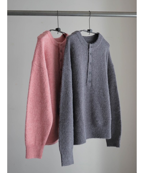 FIL DE FER（フィルデフェール）の「アルパカ混ソフトスラブ　ヘンリーネックP/O（ニット/セーター・レディース・チャコールグレー/ピンク・FREE）」の18枚目の写真