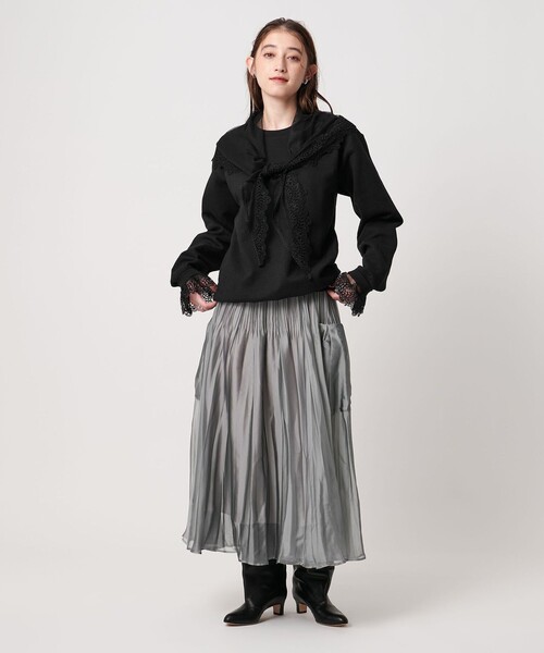 dahl'ia（ダリア）の「【別注】＜dahl’ia＞レーススカーフ スウェット（スウェット・レディース・ブラック/グレー系・FREE）」の7枚目の写真