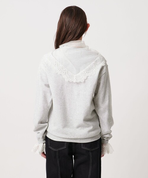 dahl'ia（ダリア）の「【別注】＜dahl’ia＞レーススカーフ スウェット（スウェット・レディース・ブラック/グレー系・FREE）」の10枚目の写真