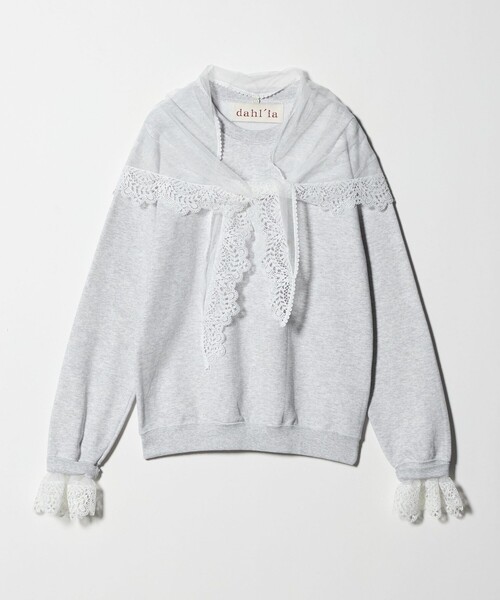 dahl'ia（ダリア）の「【別注】＜dahl’ia＞レーススカーフ スウェット（スウェット・レディース・ブラック/グレー系・FREE）」の12枚目の写真