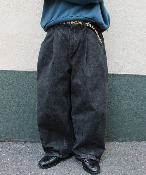 is-ness（イズネス）の「is-ness / イズネス 5PK BALLOON PANTS (Enzyme Wash)（デニムパンツ・メンズ・ブラック/ネイビー・LARGE/MEDIUM）」の6枚目の写真