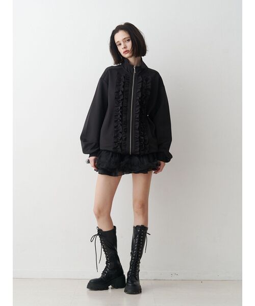 jouetie ルーズフリルトラックジャケット ブラック ルーズフリルトラックジャケット【セットアップ対応】（ジャージ