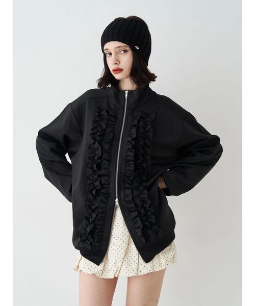 jouetie ルーズフリルトラックジャケット ブラック ルーズフリルトラックジャケット｜ジュエティの通販｜&mall