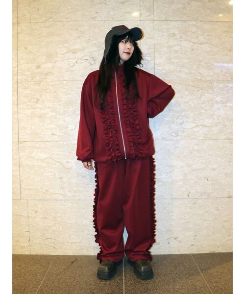 jouetie ルーズフリルトラックジャケット ブラック ルーズフリルトラックジャケット【セットアップ対応】（ジャージ