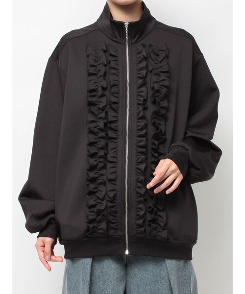 jouetie ルーズフリルトラックジャケット ブラック ルーズフリルトラックジャケット【セットアップ対応】（ジャージ