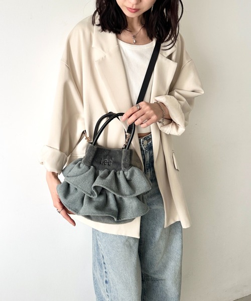 Lee（リー）の「【動画あり】Lee/リー フリル アクセント 2WAY ミニトート ショルダーバッグ/ハンドバッグ/バレエコア ティアード ロゴ刺繍（ショルダーバッグ・レディース・ワイン/グレー/ブラック系その他・FREE）」の7枚目の写真