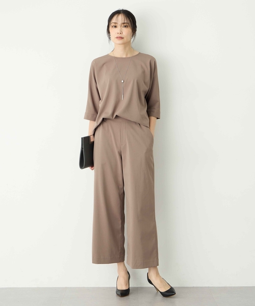 A/C DESIGN BY ALPHA CUBIC（エーシーデザインバイアルファキュービック）の「ストレッチストレートパンツ【セットアップ対応・シワになりにくい・ウエストゴム】（その他パンツ・レディース・ブラック/モカ・64/67/70）」の9枚目の写真