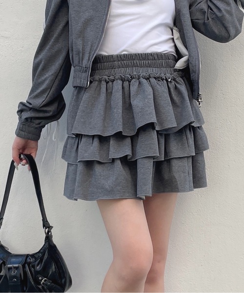 one way(ワンウェイ)の「裏毛ティアードスカート(スカート・レディース・ホワイト/ネイビー/グレー/チャコールグレー/ベージュ・FREE)」の1枚目の写真