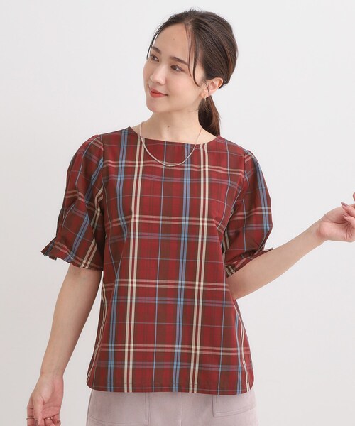 DRESKIP(ドレスキップ)の「【S-LL/5分袖】お袖タックできれいに魅せる 大人のチェックブラウス(シャツ/ブラウス・レディース・アイボリー系1/ワイン系3/ブルーグリーン/ブラック系1・02/01/04/03)」の22枚目の写真
