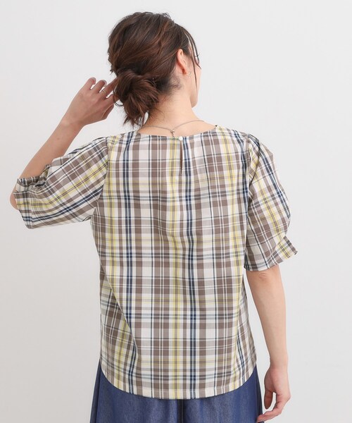 DRESKIP(ドレスキップ)の「【S-LL/5分袖】お袖タックできれいに魅せる 大人のチェックブラウス(シャツ/ブラウス・レディース・アイボリー系1/ワイン系3/ブルーグリーン/ブラック系1・02/01/04/03)」の7枚目の写真
