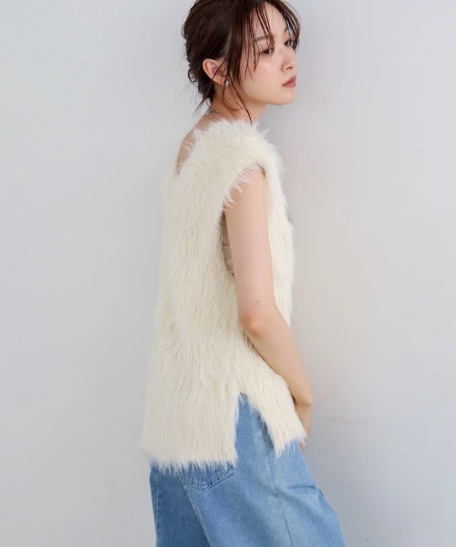 Bab（バブ）の「前後2WAYシャギーベスト（ベスト・レディース・アイボリー/グレー/ベージュ・FREE）」の12枚目の写真