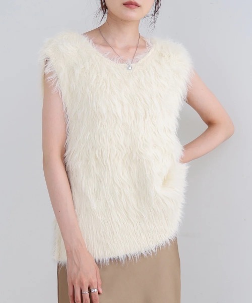 Bab（バブ）の「前後2WAYシャギーベスト（ベスト・レディース・アイボリー/グレー/ベージュ・FREE）」の17枚目の写真