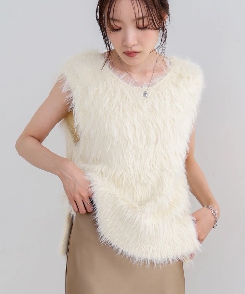 Bab（バブ）の「前後2WAYシャギーベスト（ベスト・レディース・アイボリー/グレー/ベージュ・FREE）」の21枚目の写真