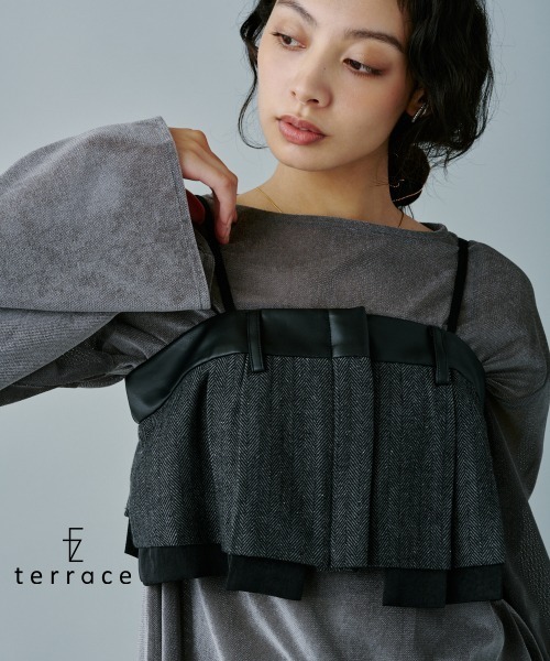セール】ヘリンボーン異素材ビスチェ（ベスト）｜terrace（テラス）の