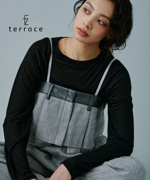 セール】ヘリンボーン異素材ビスチェ（ベスト）｜terrace（テラス）の