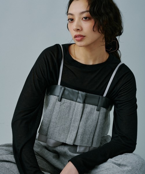 セール】ヘリンボーン異素材ビスチェ（ベスト）｜terrace（テラス）の