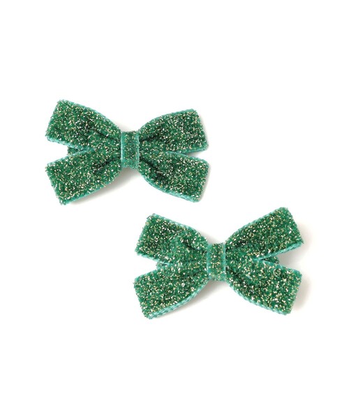 SHIPS(シップス)の「SHIPS KIDS:クリスマスカラー ラメ リボン ヘアピン セット(ヘアピン・キッズ・レッド/グリーン・ONE SIZE)」の1枚目の写真