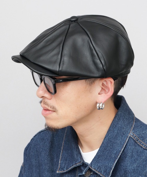 本革 ラムレザー（羊革） ビッグフォルム キャスケットハンチング