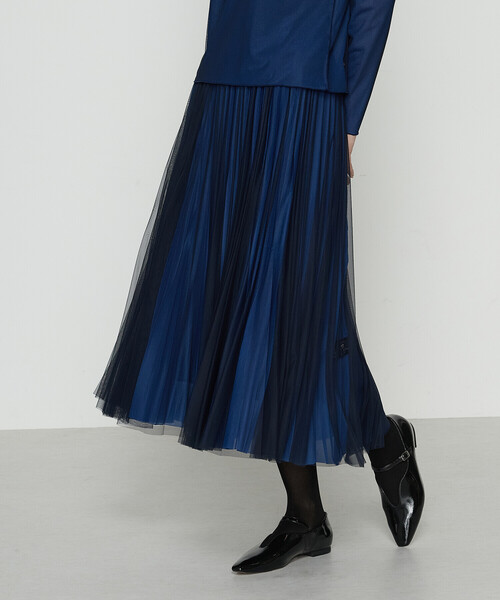 COMME CA（コムサ）の「ソフトチュール×ウーリー分繊トリコット広巾 スカート（スカート・レディース・ブルー系その他/ミント/チャコール/キャメル・9号/7号/11号）」の3枚目の写真