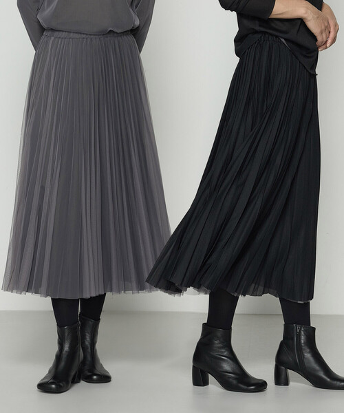 COMME CA（コムサ）の「ソフトチュール×ウーリー分繊トリコット広巾 スカート（スカート・レディース・ブルー系その他/ミント/チャコール/キャメル・9号/7号/11号）」の5枚目の写真