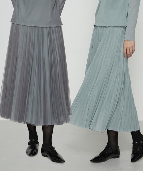 COMME CA（コムサ）の「ソフトチュール×ウーリー分繊トリコット広巾 スカート（スカート・レディース・ブルー系その他/ミント/チャコール/キャメル・9号/7号/11号）」の8枚目の写真