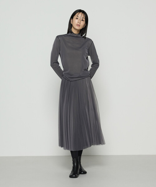 COMME CA（コムサ）の「ソフトチュール×ウーリー分繊トリコット広巾 スカート（スカート・レディース・ブルー系その他/ミント/チャコール/キャメル・9号/7号/11号）」の9枚目の写真