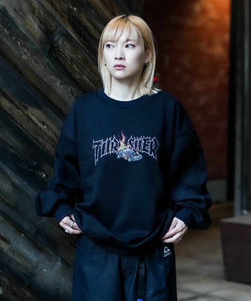 THRASHER(スラッシャー)の「【THRASHER /スラッシャー】裏起毛 プリントトレーナ- クルーネック ヘビースウェット(スウェット・メンズ・グレー/ブラック・LARGE/MEDIUM/X-LARGE)」の3枚目の写真