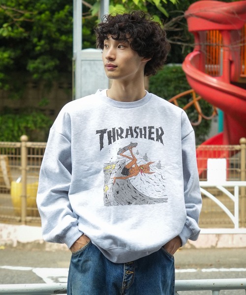 THRASHER(スラッシャー)の「【THRASHER /スラッシャー】裏起毛 プリントトレーナ- クルーネック ヘビースウェット(スウェット・メンズ・グレー/ブラック・LARGE/MEDIUM/X-LARGE)」の6枚目の写真