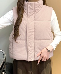 【新品】archivio ピンク 中綿ダウンベスト 36 セール】スタンドネックショート中綿ベスト（ダウンベスト