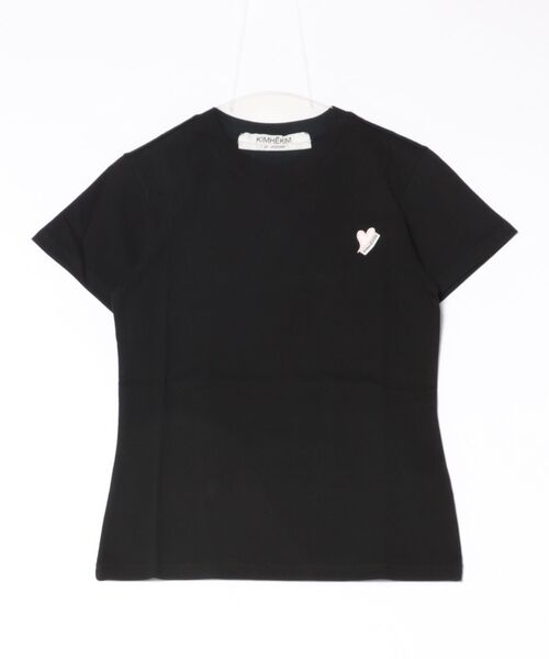Scrap Book（スクラップブック）の「【KIMHEKIM】MINI HEART PATCH SLIM FIT-T-SHIRT（Tシャツ/カットソー・レディース・ホワイト/ブラック・M）」の2枚目の写真