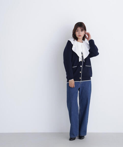 セール】◇バイカラーボクシーカーディガン（カーディガン/ボレロ