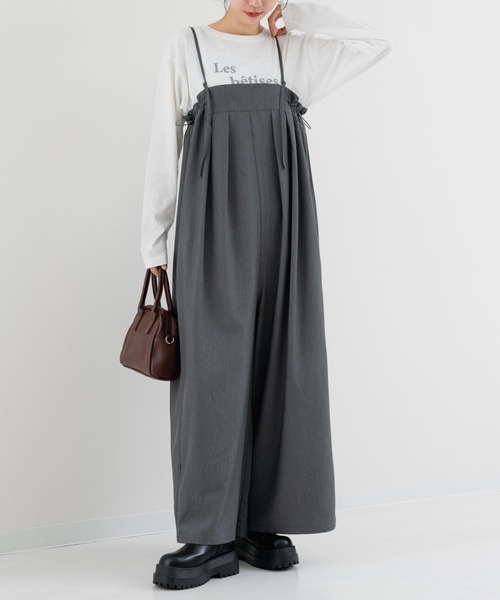 refinedworks（リファインドワークス）の「【refinedworks】綺麗見えする！サイロペットパンツ（サロペット/オーバーオール・レディース・ブラック/チャコールグレー・FREE）」の3枚目の写真
