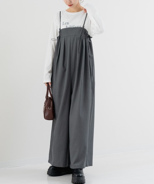 半額以下　新品未使用　キレイめサロペット 3サイズ展開】きれいめツイルワイドキャミサロペット