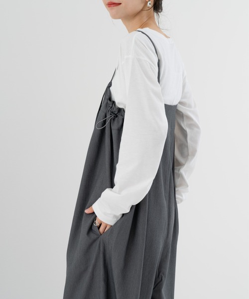 refinedworks（リファインドワークス）の「【refinedworks】綺麗見えする！サイロペットパンツ（サロペット/オーバーオール・レディース・ブラック/チャコールグレー・FREE）」の22枚目の写真