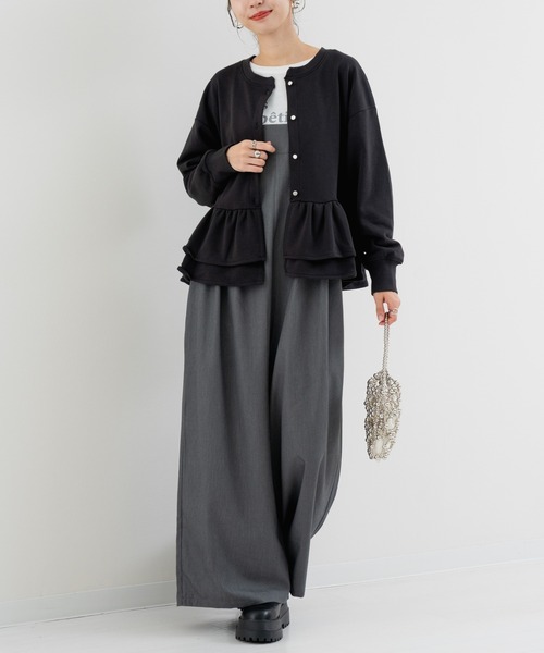 refinedworks（リファインドワークス）の「【refinedworks】綺麗見えする！サイロペットパンツ（サロペット/オーバーオール・レディース・ブラック/チャコールグレー・FREE）」の14枚目の写真