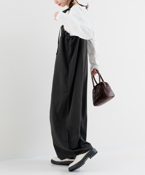 refinedworks（リファインドワークス）の「【refinedworks】綺麗見えする！サイロペットパンツ（サロペット/オーバーオール・レディース・ブラック/チャコールグレー・FREE）」の15枚目の写真