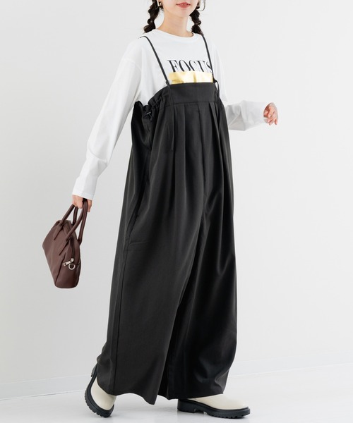 refinedworks（リファインドワークス）の「【refinedworks】綺麗見えする！サイロペットパンツ（サロペット/オーバーオール・レディース・ブラック/チャコールグレー・FREE）」の12枚目の写真