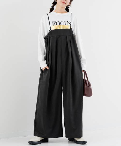 refinedworks（リファインドワークス）の「【refinedworks】綺麗見えする！サイロペットパンツ（サロペット/オーバーオール・レディース・ブラック/チャコールグレー・FREE）」の16枚目の写真