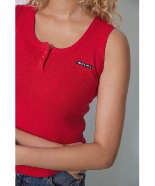 ALEXIA STAM（アリシアスタン）の「Box Logo Knit Tank Top /ロゴニットタンクトップ（タンクトップ・レディース・レッド/ブラック/アイボリー・M/S）」の15枚目の写真