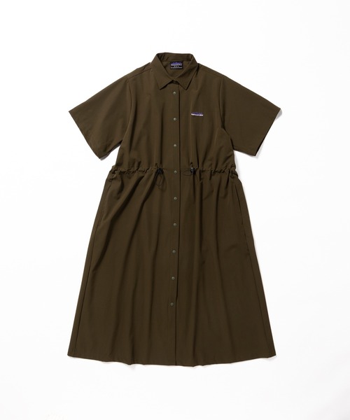 THOUSAND MILE（サウザンドマイル）の「[L's]SHORT SLEEVE SNAP OP NY/PU/ショートスリーブスナップワンピース（ワンピース・レディース・カーキ/ブラック/チャコールグレー/レンガ/ネイビー/オリーブ・FREE）」の4枚目の写真