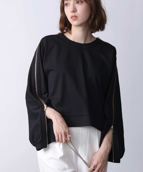 PICCIN(ピッチン)の「ファスナースリーブプルオーバー(Tシャツ/カットソー・レディース・ホワイト系その他/オフホワイト/ブラック・M)」の3枚目の写真