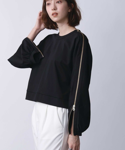 PICCIN(ピッチン)の「ファスナースリーブプルオーバー(Tシャツ/カットソー・レディース・ホワイト系その他/オフホワイト/ブラック・M)」の14枚目の写真