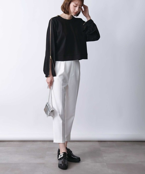 PICCIN(ピッチン)の「ファスナースリーブプルオーバー(Tシャツ/カットソー・レディース・ホワイト系その他/オフホワイト/ブラック・M)」の13枚目の写真