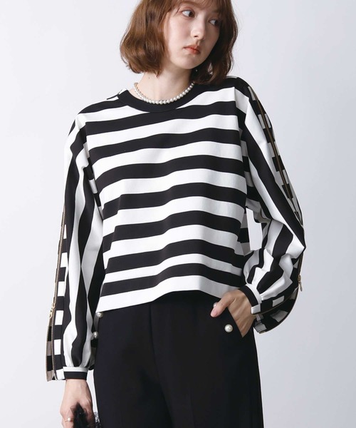 PICCIN(ピッチン)の「ファスナースリーブプルオーバー(Tシャツ/カットソー・レディース・ホワイト系その他/オフホワイト/ブラック・M)」の9枚目の写真