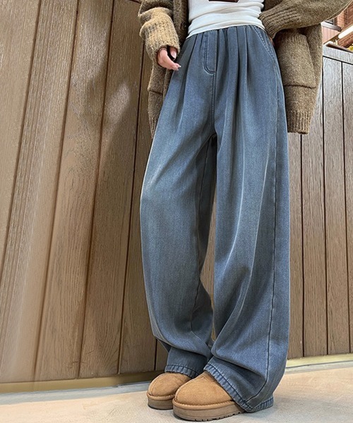 ONEP STAR(ワンピスター)の「裏起毛あったかワイドパンツ(その他パンツ・レディース・オフホワイト/ブラック/ライトブルー/ネイビー・MEDIUM/X-LARGE/LARGE/SMALL)」の7枚目の写真
