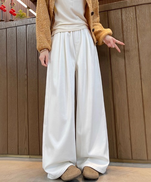 ONEP STAR(ワンピスター)の「裏起毛あったかワイドパンツ(その他パンツ・レディース・オフホワイト/ブラック/ライトブルー/ネイビー・MEDIUM/X-LARGE/LARGE/SMALL)」の11枚目の写真