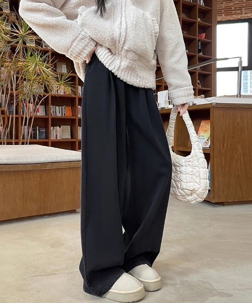 ONEP STAR(ワンピスター)の「裏起毛あったかワイドパンツ(その他パンツ・レディース・オフホワイト/ブラック/ライトブルー/ネイビー・MEDIUM/X-LARGE/LARGE/SMALL)」の12枚目の写真
