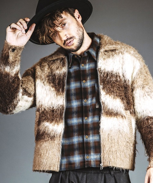 NO ID.(ノーアイディ)の「【NO ID.】Shaggy Jacquard Knit Blouson / シャギー ジャカード ニット ブルゾン(ブルゾン・メンズ・ブラック/グレー/ベージュ・ONE SIZE)」の1枚目の写真