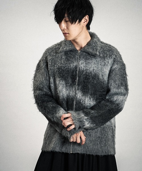 NO ID.(ノーアイディ)の「【NO ID.】Shaggy Jacquard Knit Blouson / シャギー ジャカード ニット ブルゾン(ブルゾン・メンズ・ブラック/グレー/ベージュ・ONE SIZE)」の21枚目の写真
